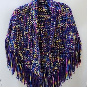 SHAWL HANDMADE - MULTICOLOR RIBBON WOVEN - GORGEOUS AND UNIQUE